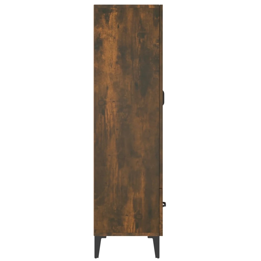 Hoge Kast 70X31X115 Cm Bewerkt Hout Gerookt Eikenkleurig