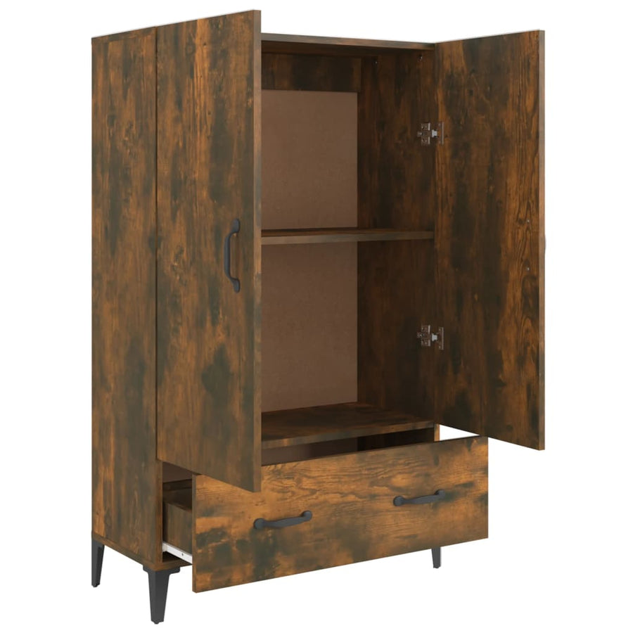 Hoge Kast 70X31X115 Cm Bewerkt Hout Gerookt Eikenkleurig