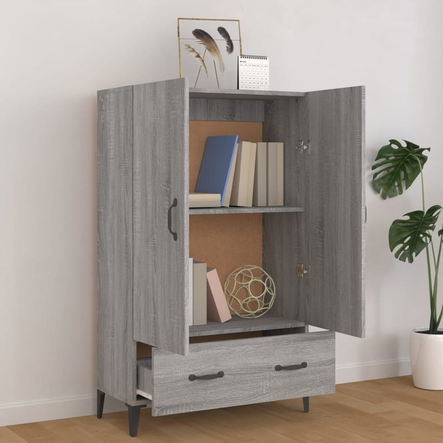 Hoge Kast 70X31X115 Cm Bewerkt Hout Grijs Sonoma Eikenkleurig