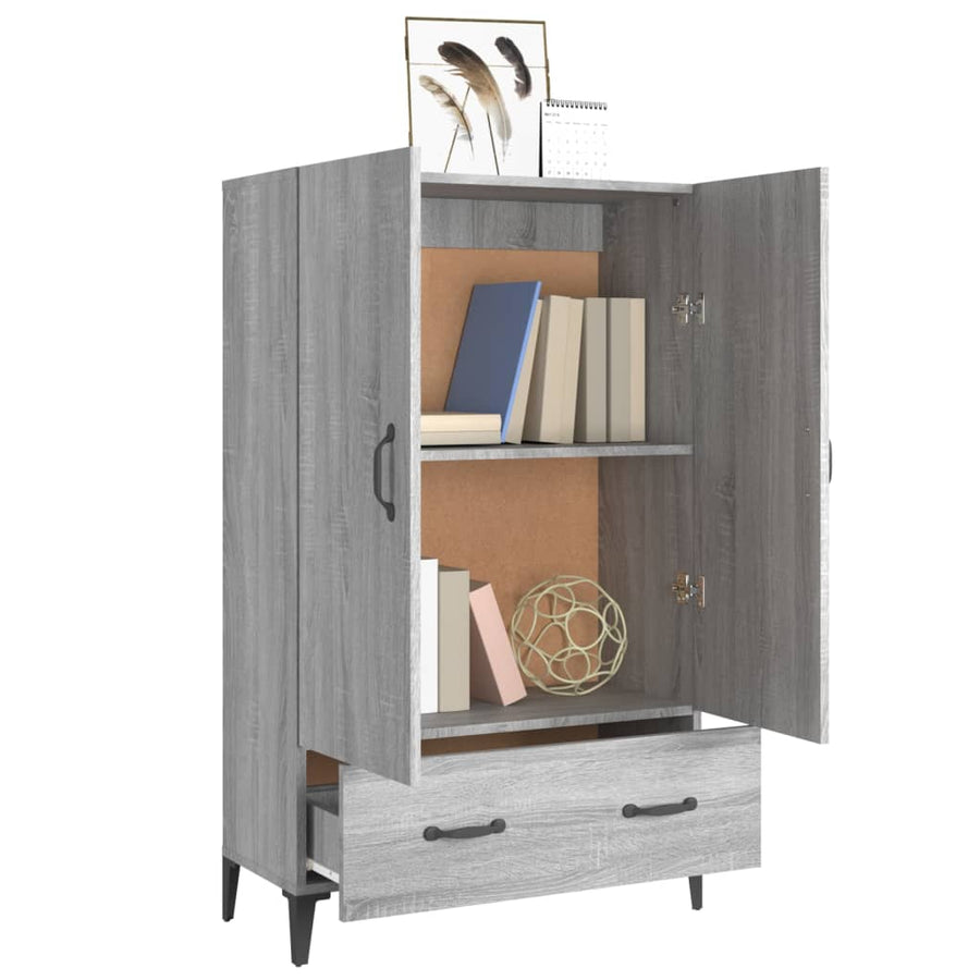 Hoge Kast 70X31X115 Cm Bewerkt Hout Grijs Sonoma Eikenkleurig