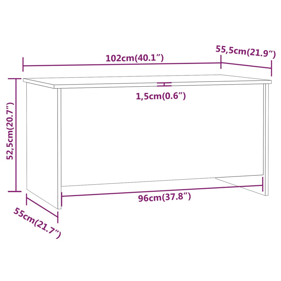 Salontafel 102X55,5X52,5 Cm Bewerkt Hout Eiken 102 x 55 x 52.5 cm