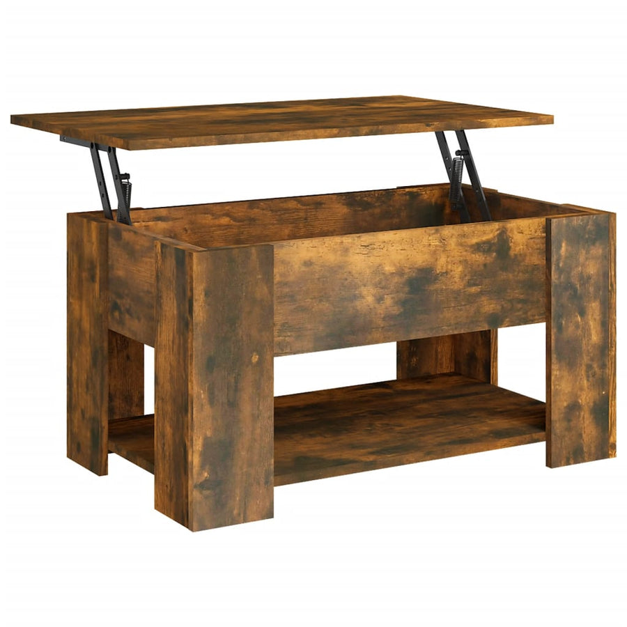 Salontafel 79X49X41 Cm Bewerkt Hout Gerookt Eikenkleurig