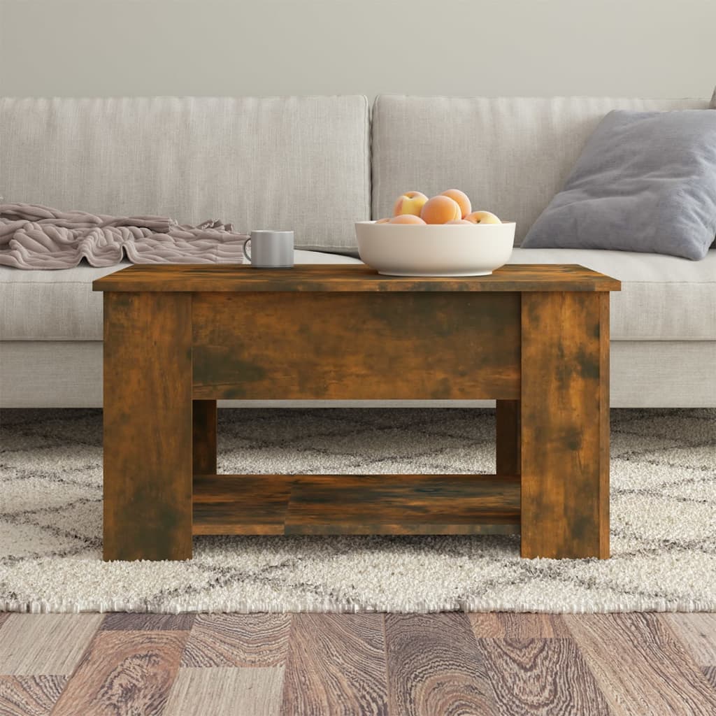 Salontafel 79X49X41 Cm Bewerkt Hout Gerookt Eikenkleurig
