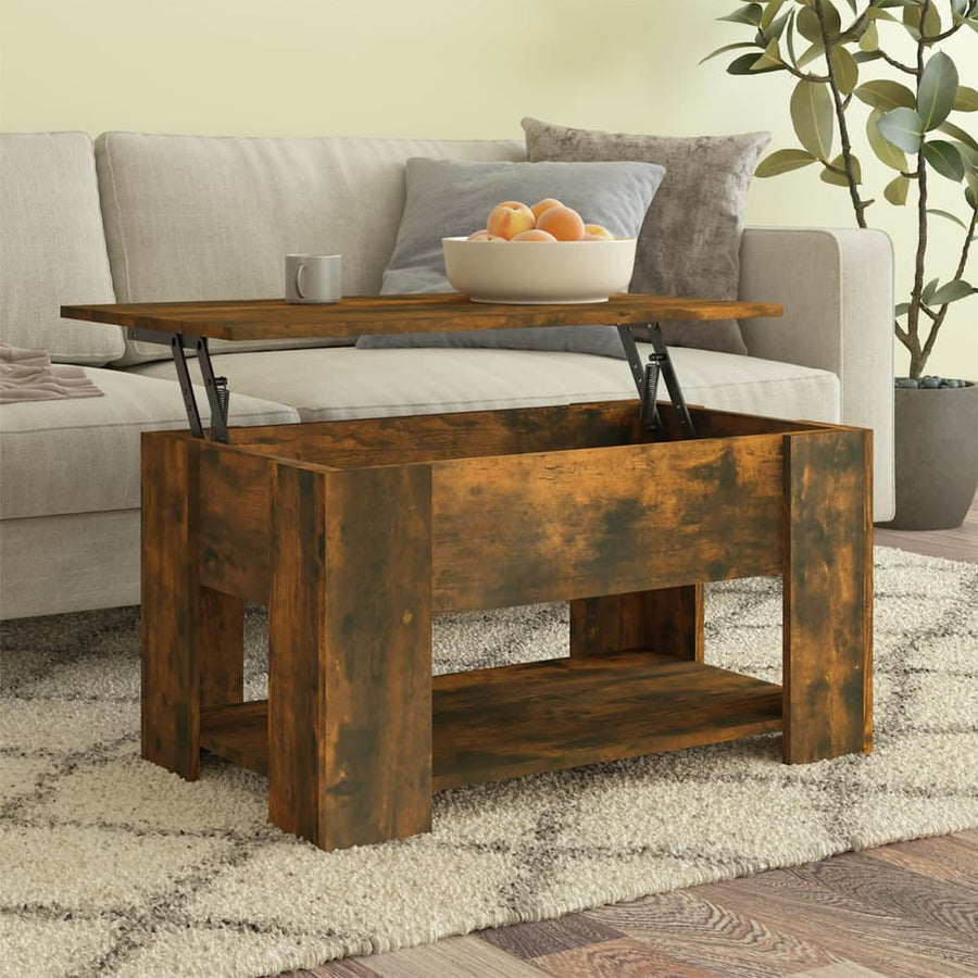 Salontafel 79X49X41 Cm Bewerkt Hout Gerookt Eikenkleurig