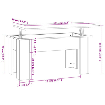 Salontafel 101X49X52 Cm Bewerkt Hout Kleurig 101 x 49 x 52.5 cm