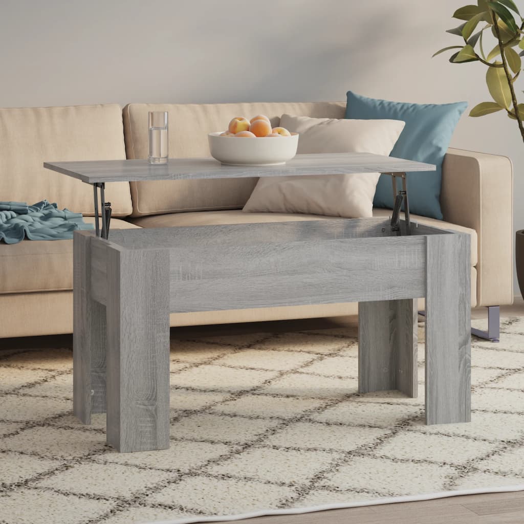 Salontafel 101X49X52 Cm Bewerkt Hout Eikenkleurig 101 x 49 x 52.5 cm