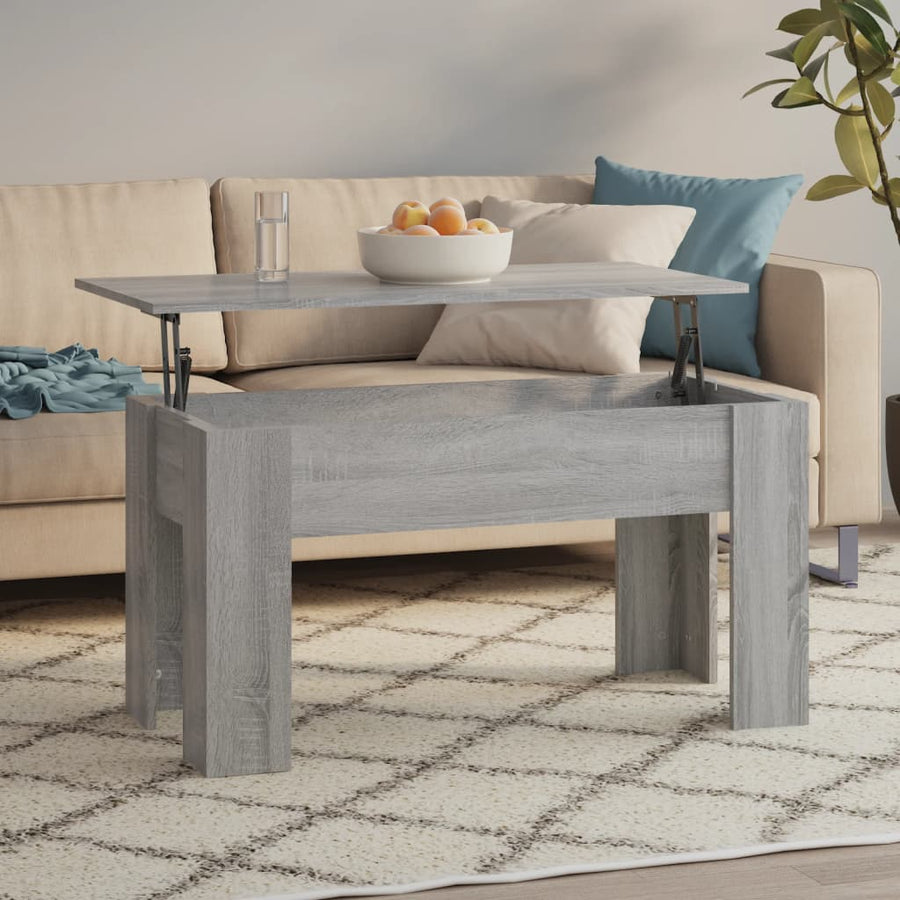 Salontafel 101X49X52 Cm Bewerkt Hout Eikenkleurig 101 x 49 x 52.5 cm