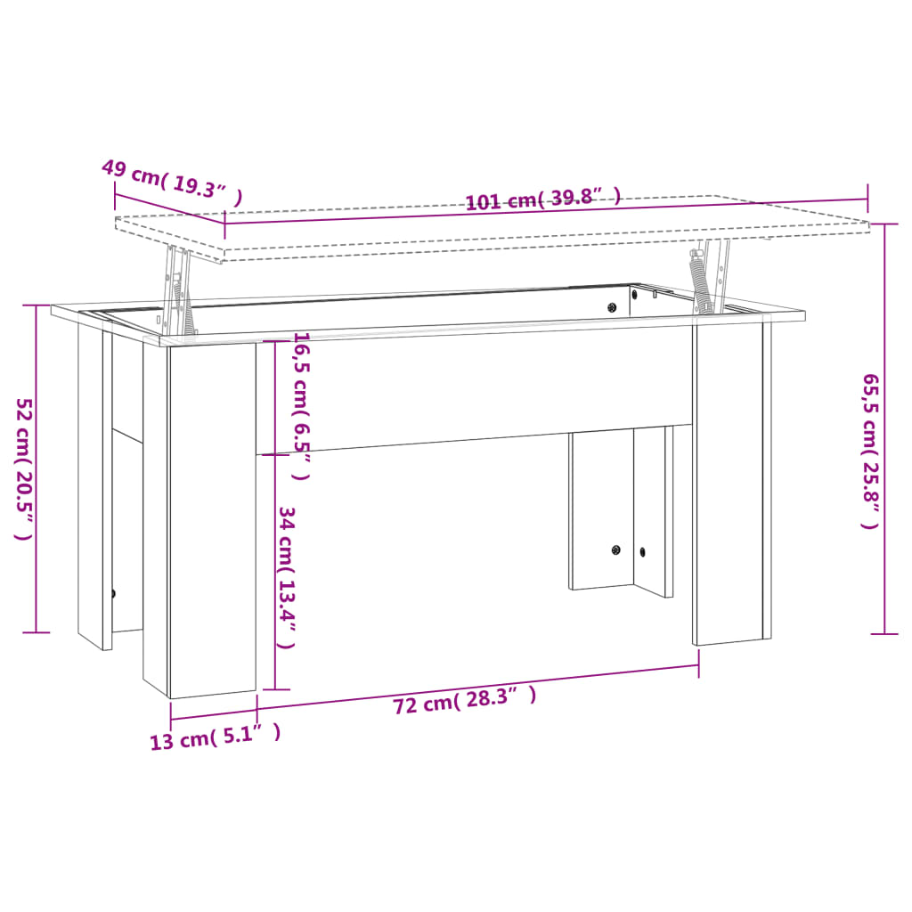 Salontafel 101X49X52 Cm Bewerkt Hout 101 x 49 x 52.5 cm