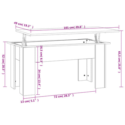 Salontafel 101X49X52 Cm Bewerkt Hout 101 x 49 x 52.5 cm