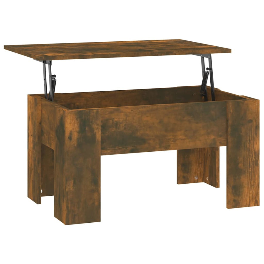 Salontafel 79X49X41 Cm Bewerkt Hout Gerookt Eikenkleurig