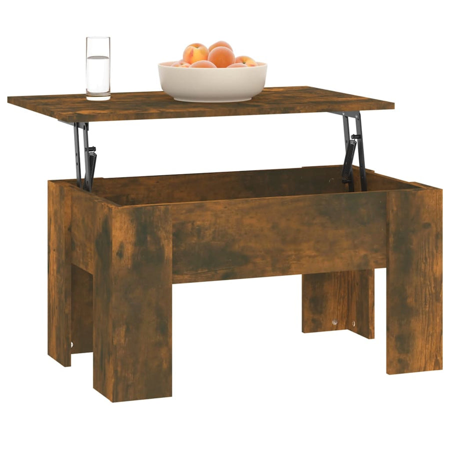 Salontafel 79X49X41 Cm Bewerkt Hout Gerookt Eikenkleurig