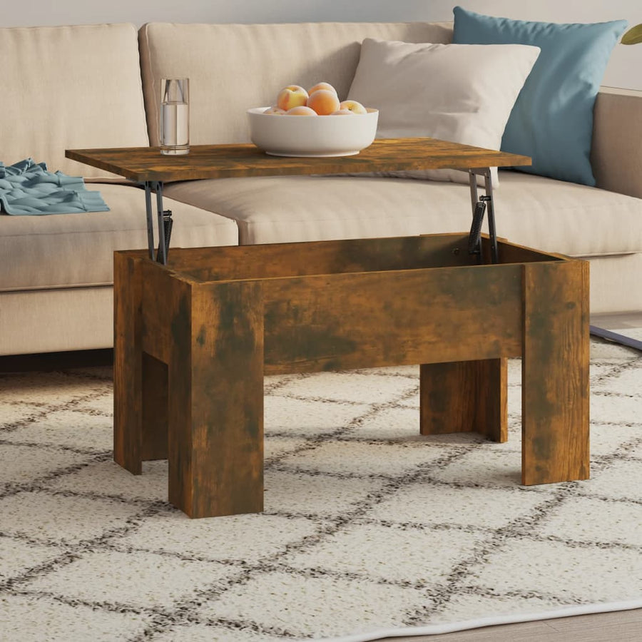 Salontafel 79X49X41 Cm Bewerkt Hout Gerookt Eikenkleurig