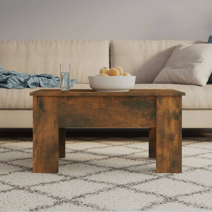 Salontafel 79X49X41 Cm Bewerkt Hout Gerookt Eikenkleurig