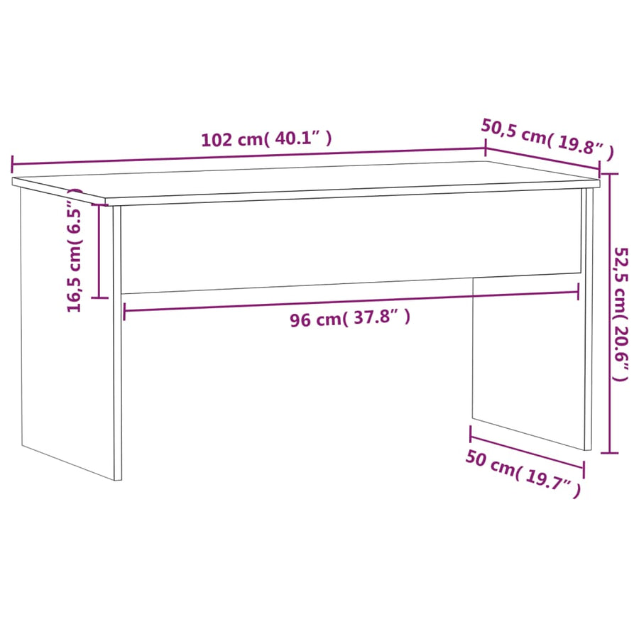 Salontafel 102X50,5X52,5 Cm Bewerkt Hout 102 x 55 x 52.5 cm