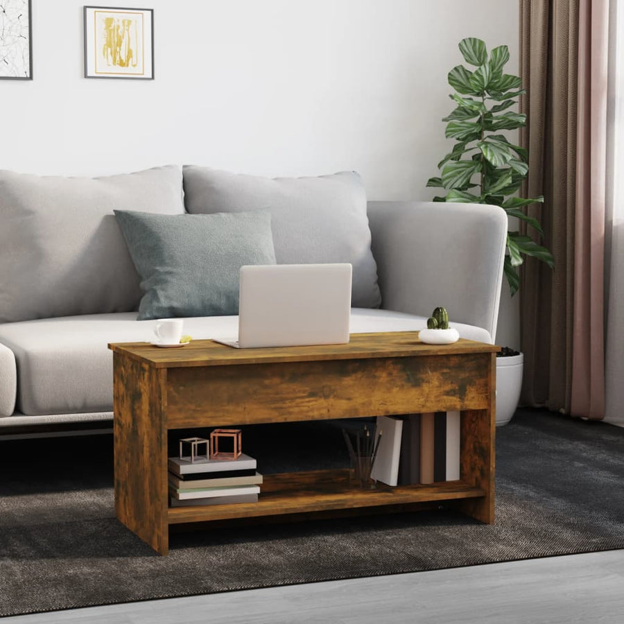 Salontafel 02X50X52,5 Cm Bewerkt Hout Kleurig Gerookt eiken