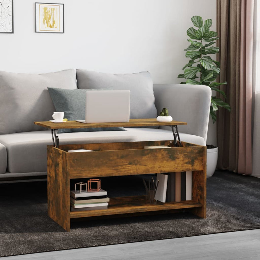 Salontafel 02X50X52,5 Cm Bewerkt Hout Kleurig Gerookt eiken