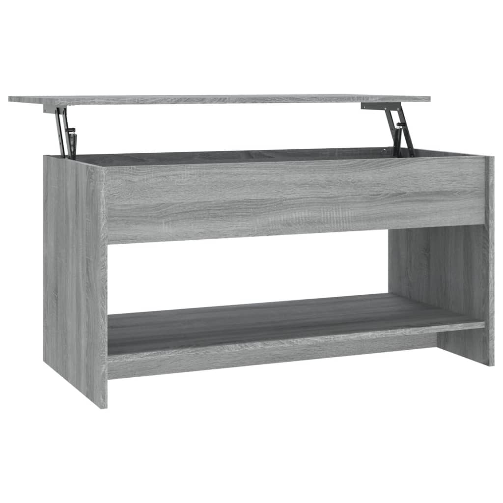 Salontafel 102X50X52,5 Cm Bewerkt Hout Eikenkleur Grijs sonoma