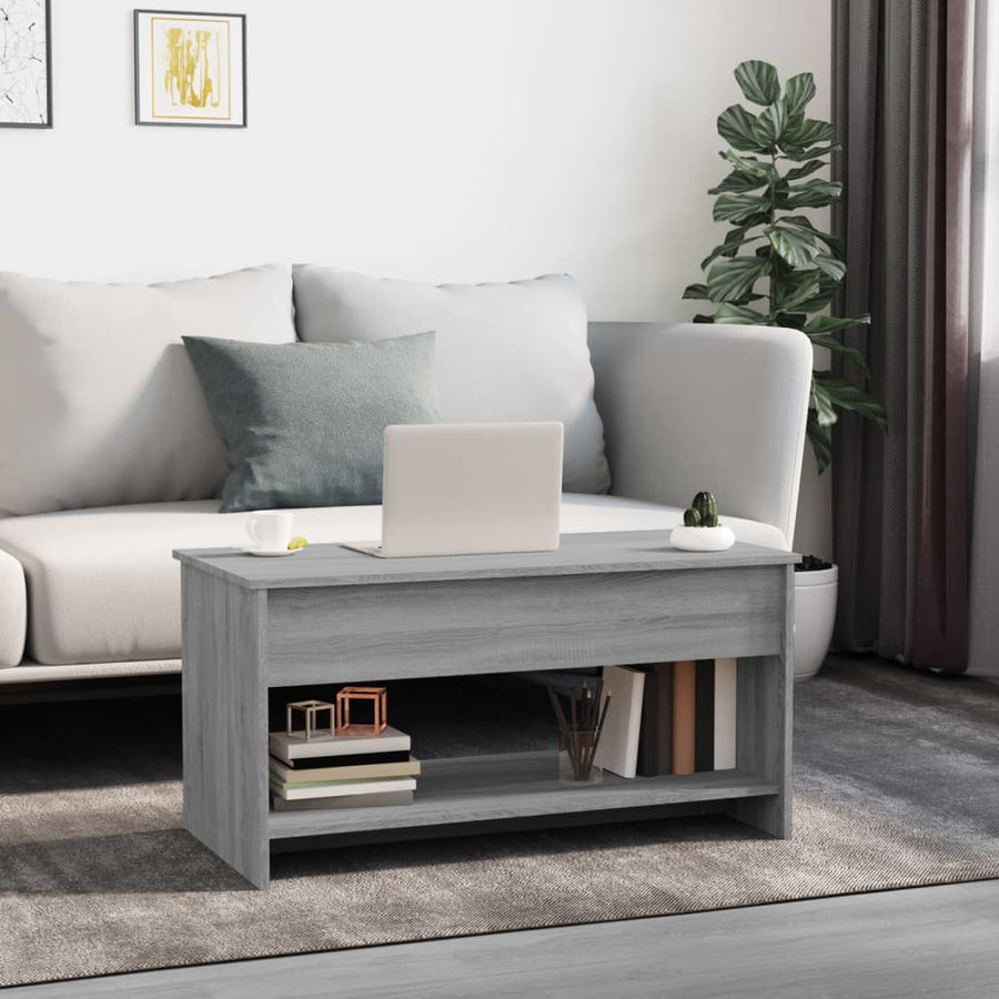 Salontafel 102X50X52,5 Cm Bewerkt Hout Eikenkleur Grijs sonoma