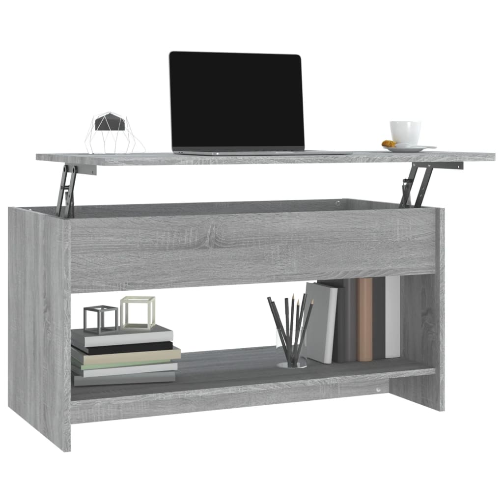 Salontafel 102X50X52,5 Cm Bewerkt Hout Eikenkleur Grijs sonoma