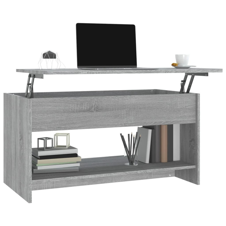 Salontafel 102X50X52,5 Cm Bewerkt Hout Eikenkleur Grijs sonoma