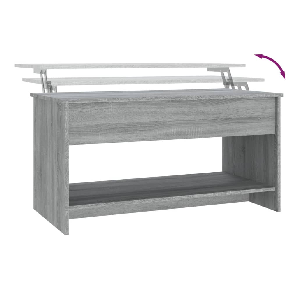 Salontafel 102X50X52,5 Cm Bewerkt Hout Eikenkleur Grijs sonoma