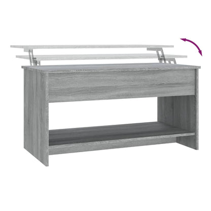 Salontafel 102X50X52,5 Cm Bewerkt Hout Eikenkleur Grijs sonoma