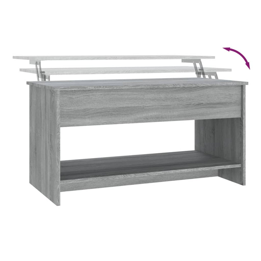 Salontafel 102X50X52,5 Cm Bewerkt Hout Eikenkleur Grijs sonoma