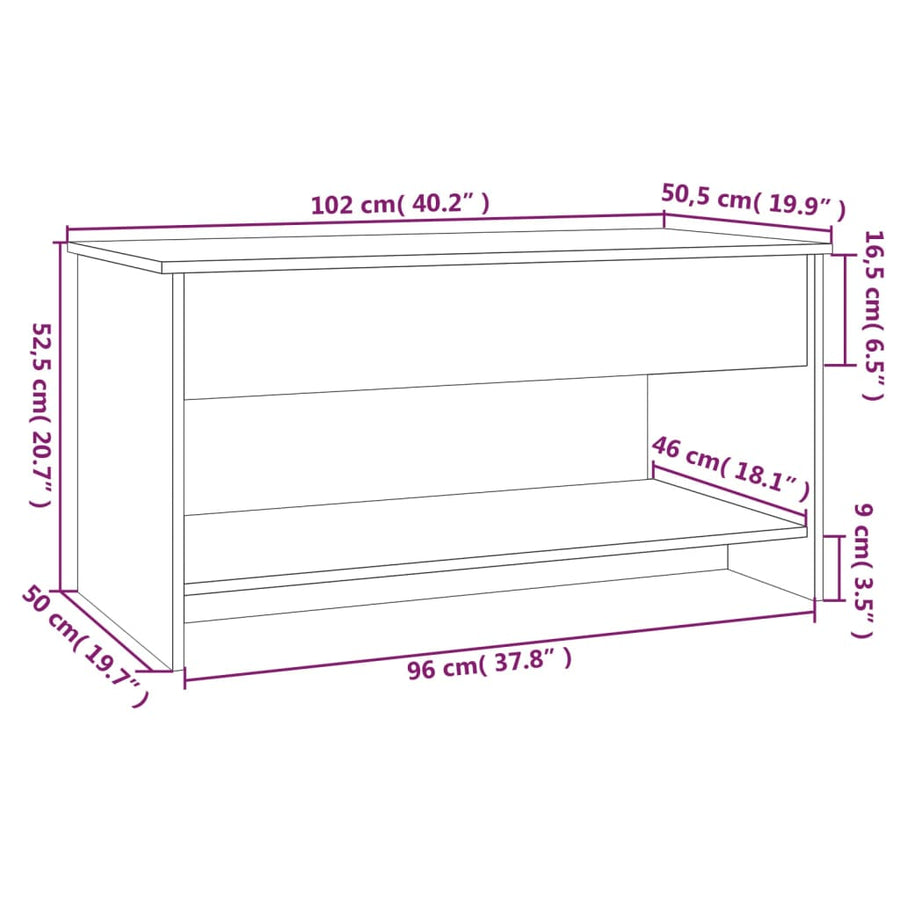Salontafel 102X50X52,5 Cm Bewerkt Hout Eikenkleur Grijs sonoma