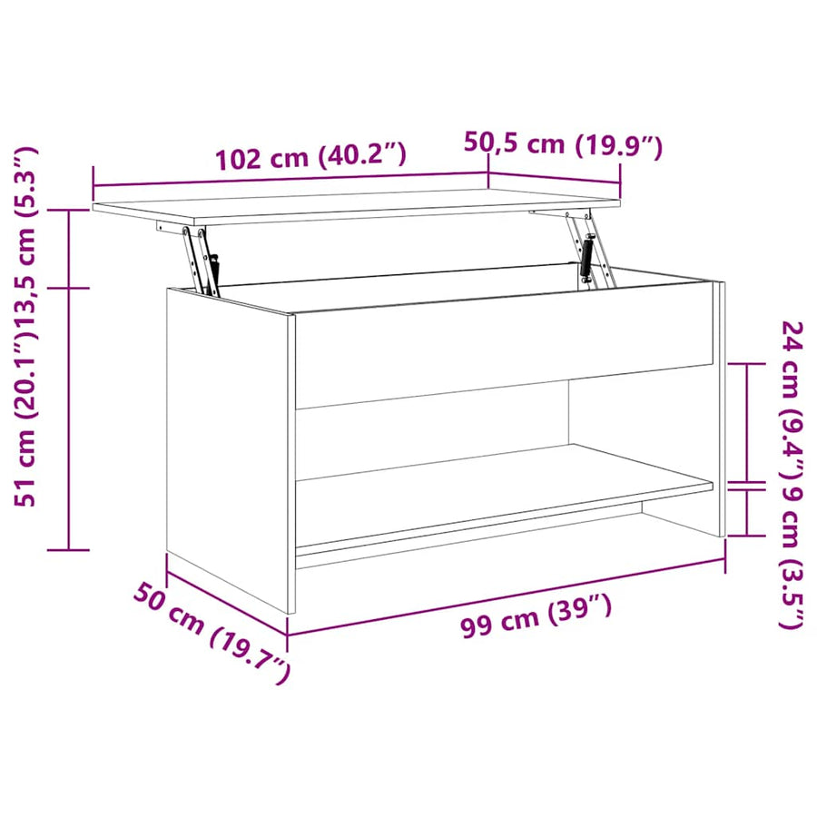 Salontafel 102X50X52,5 Cm Bewerkt Hout 102 x 50 x 52.5 cm