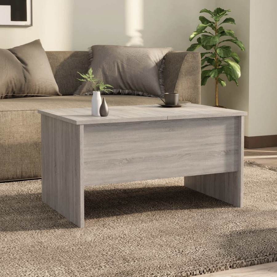 Salontafel 80X50X42,5 Cm Bewerkt Hout Eikenkleurig Grijs sonoma