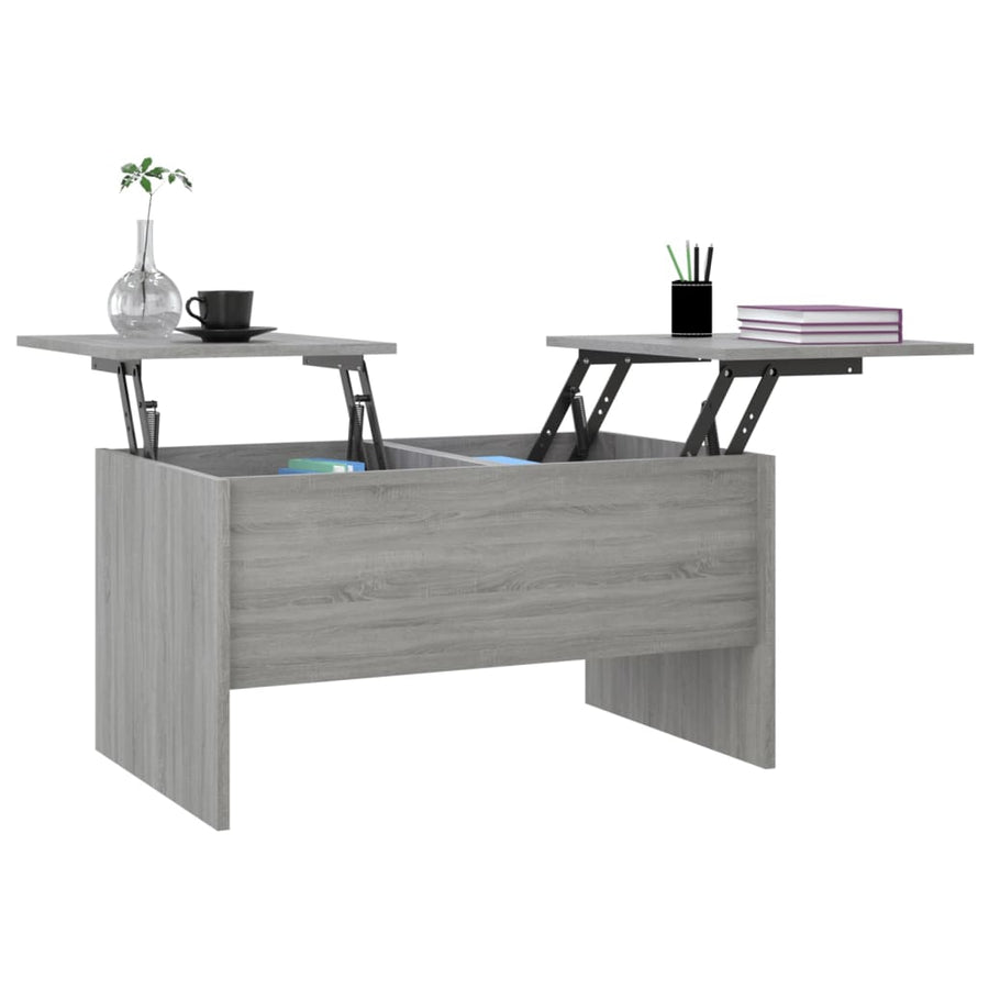 Salontafel 80X50X42,5 Cm Bewerkt Hout Eikenkleurig Grijs sonoma