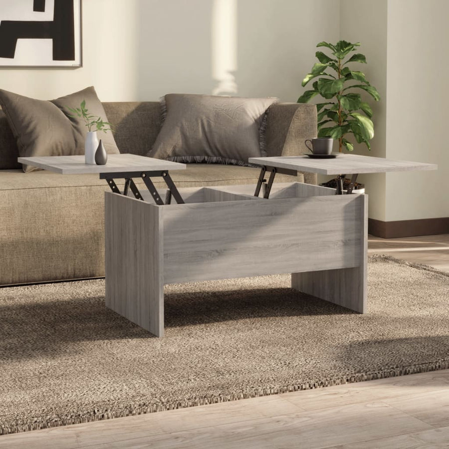 Salontafel 80X50X42,5 Cm Bewerkt Hout Eikenkleurig Grijs sonoma