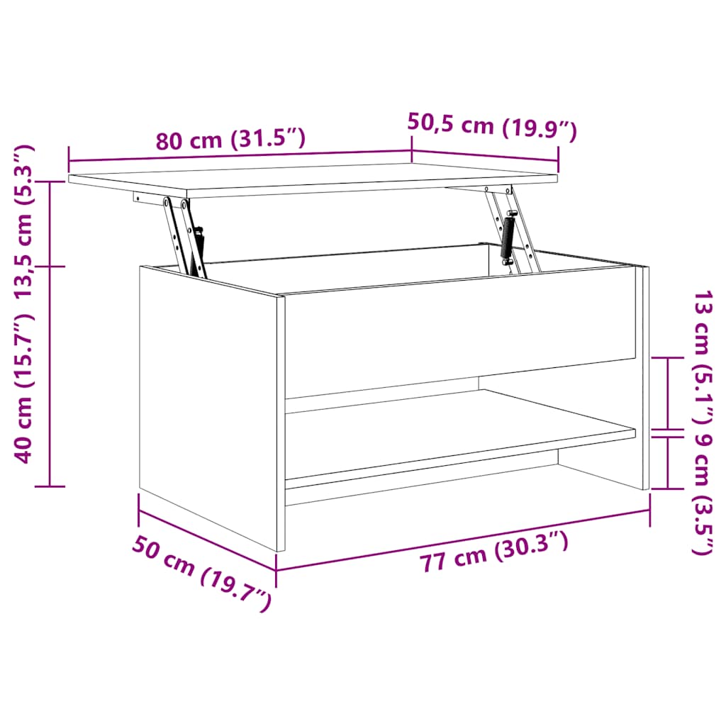 Salontafel 80X50X40 Cm Bewerkt Hout 80 x 50 x 41.5 cm
