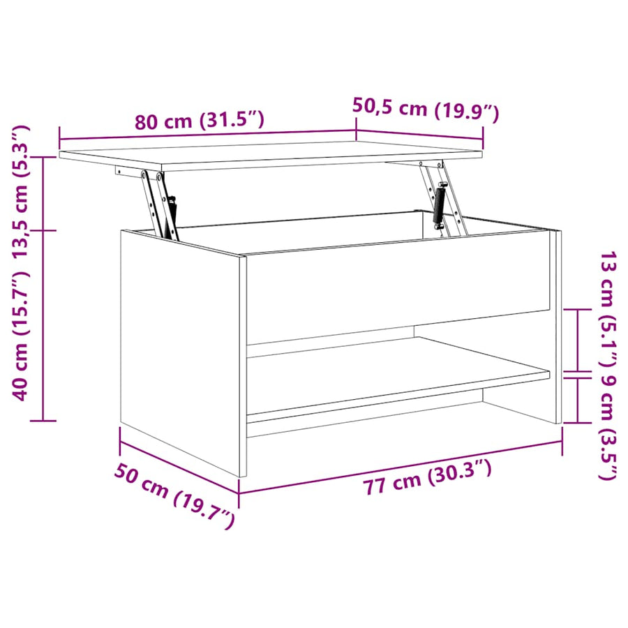 Salontafel 80X50X40 Cm Bewerkt Hout 80 x 50 x 41.5 cm