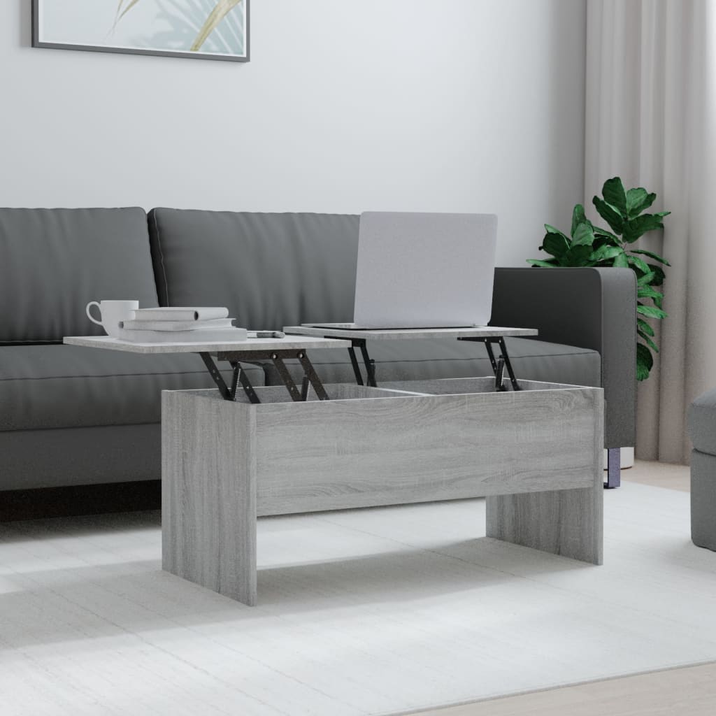 Salontafel 102X50,5X46,5 Cm Bewerkt Hout Eiken Grijs sonoma