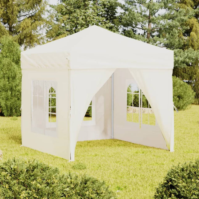 Partytent Inklapbaar Met Zijwanden Kleurig 2 x 2 m Crème