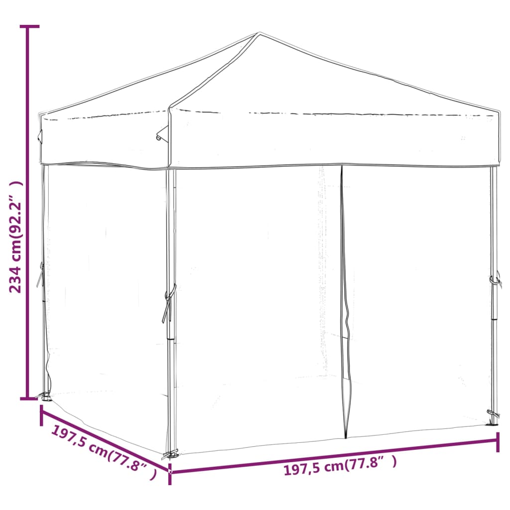 Partytent Inklapbaar Met Zijwanden Kleurig 2 x 2 m Antraciet