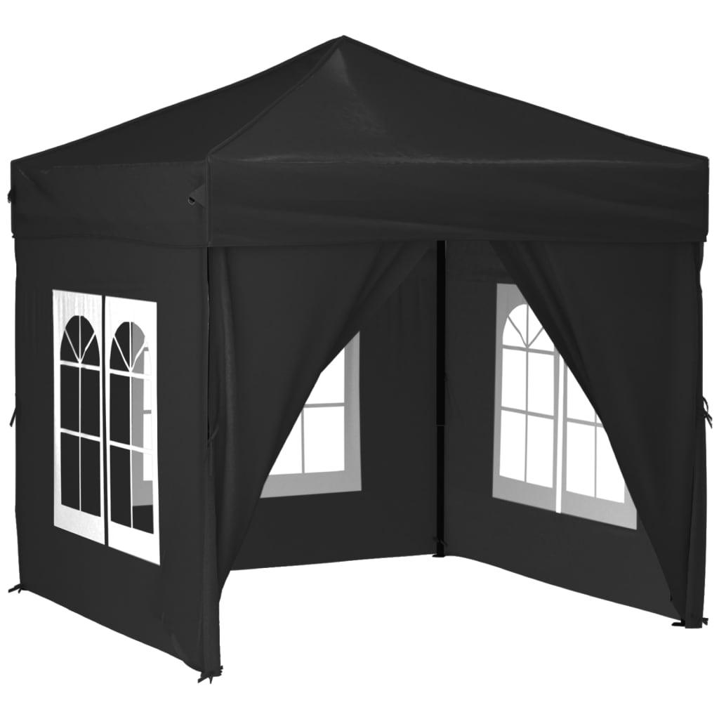 Partytent inklapbaar met zijwanden 2x2 m zwart 2 x 2 m Zwart