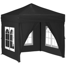 Partytent inklapbaar met zijwanden 2x2 m zwart 2 x 2 m Zwart