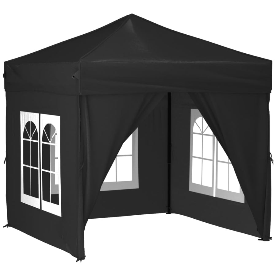 Partytent inklapbaar met zijwanden 2x2 m zwart 2 x 2 m Zwart