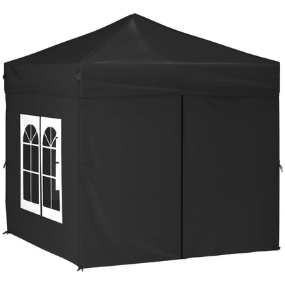 Partytent inklapbaar met zijwanden 2x2 m zwart 2 x 2 m Zwart
