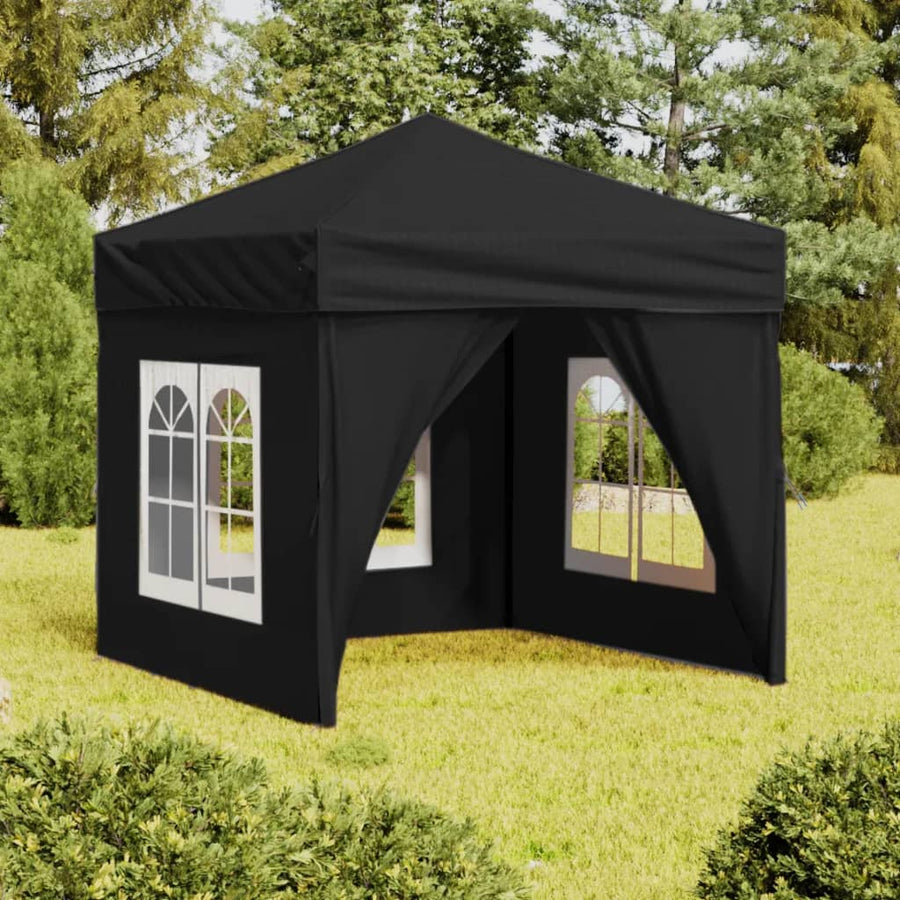 Partytent inklapbaar met zijwanden 2x2 m zwart 2 x 2 m Zwart