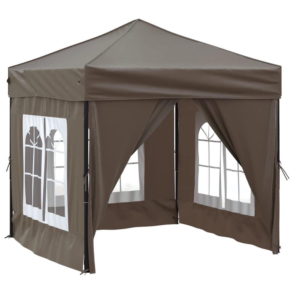 Partytent Inklapbaar Met Zijwanden 2 x 2 m Taupe
