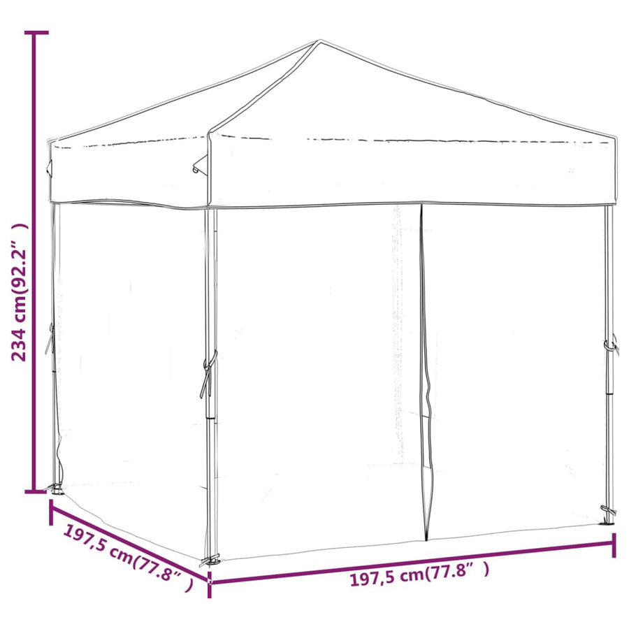 Partytent Inklapbaar Met Zijwanden 2 x 2 m Taupe