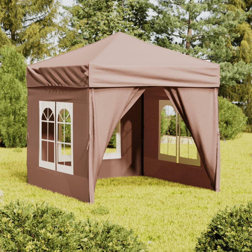 Partytent Inklapbaar Met Zijwanden 2 x 2 m Taupe