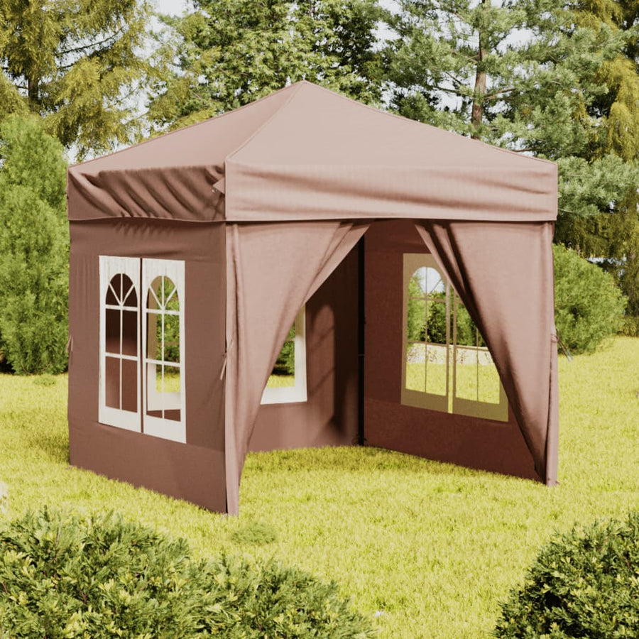 Partytent Inklapbaar Met Zijwanden 2 x 2 m Taupe
