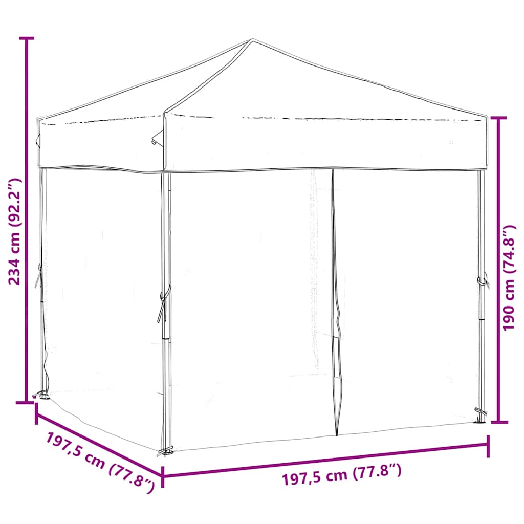 Partytent Inklapbaar Met Zijwanden 2 x 2 m Rood