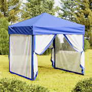 Partytent 2x2 m inklapbaar blauw met zijwanden