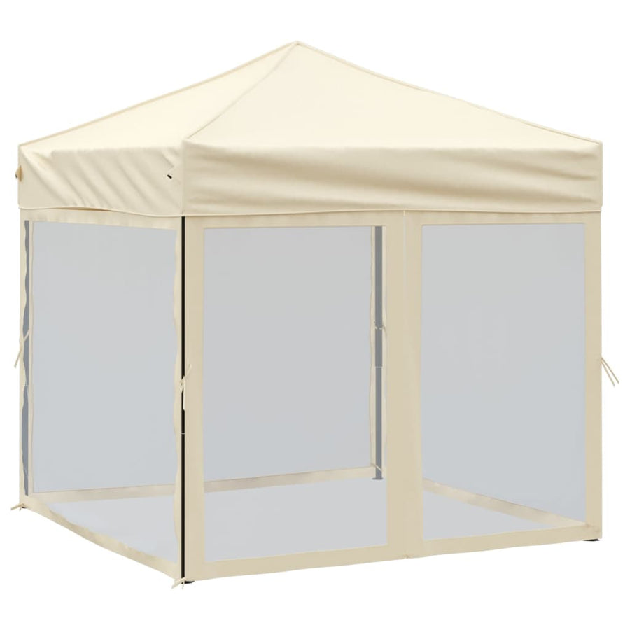 Partytent Inklapbaar Met Zijwanden Kleurig 2 x 2 m Crème