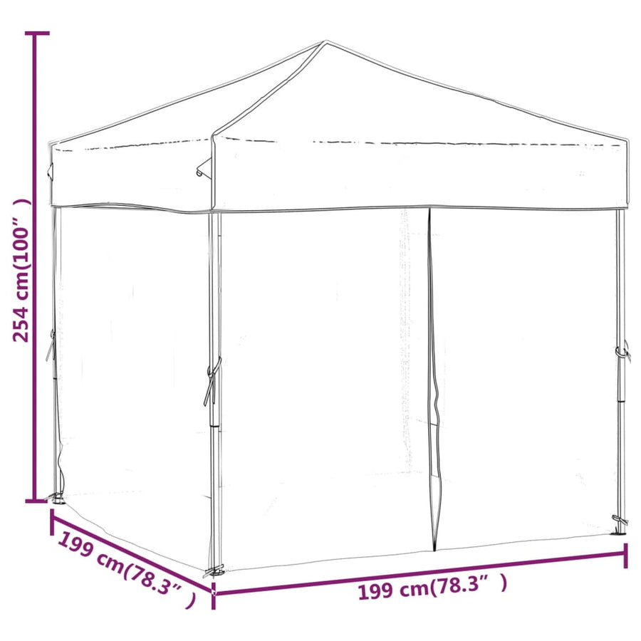 Partytent Inklapbaar Met Zijwanden Kleurig 2 x 2 m Crème